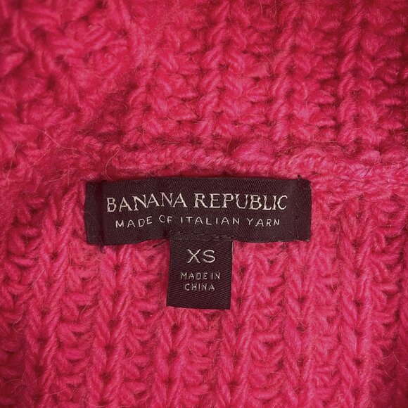 Banana Republic Turtleneck Mixed Stitch Strawberry Pink Wool Alpaca Sz XS - NWOT - Picture 5 of 7